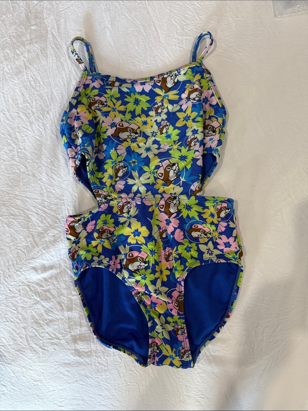 Kids Buc-ee's Floral One-Piece Swimsuit - Blue/Pink